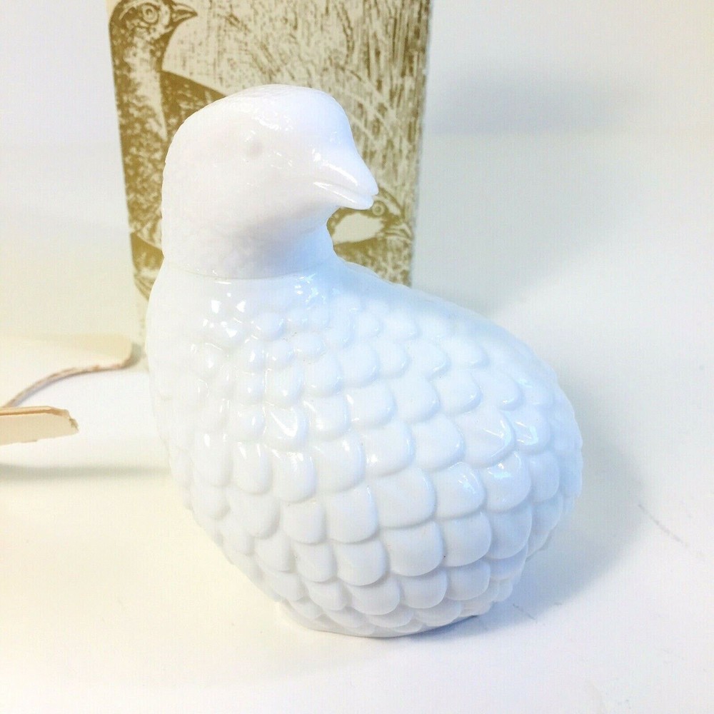 Vintage Avon THE PARTRIDGE Unforgettable Cologne White Glass Partridge UN-Used